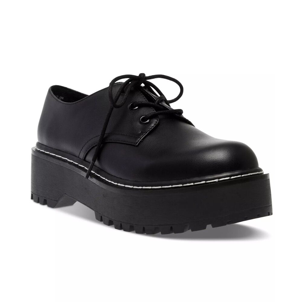 Wild Pair Womens 10 M Black Authentick Lug Sole Lace Up Oxfords Display KB3